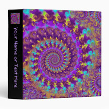 Hippy Fractal Pattern Purple Turquoise & Yellow Vinyl Binders