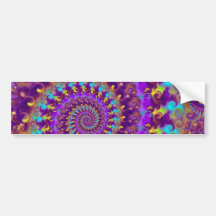 Hippy Fractal Pattern Purple Turquoise & Yellow Bumper Stickers