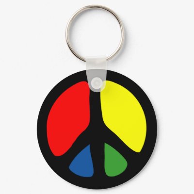 Hippy Groovy Peace Symbol Key Chains by makelovenotwar