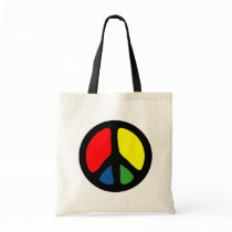 Hippy Groovy Peace Symbol Tote Bags
