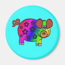 Hippy Hog Fridge Magnets