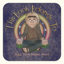 Hippy Meditation Bookplate Stickers