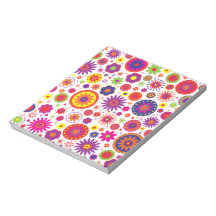 Hippy Rainbow Flowers Memo Notepad