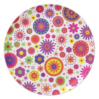 Hippy Rainbow Flowers Party Plates