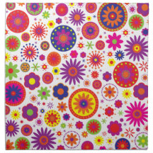 Hippy Rainbow Flowers Printed Napkin