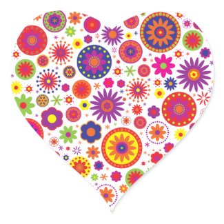Hippy Rainbow Flowers Sticker