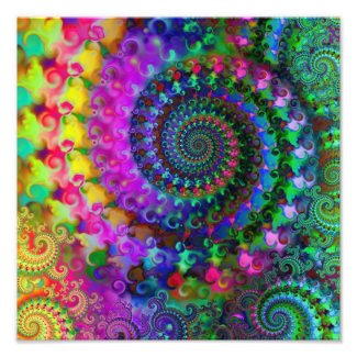 Hippy Rainbow Fractal Pattern Poster