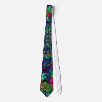 Hippy Rainbow Fractal Pattern tie