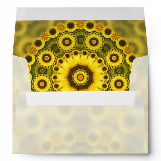 Hippy Sunflower Fractal Mandala Pattern Envelopes