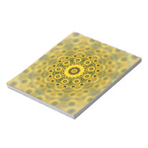 Hippy Sunflower Fractal Mandala Pattern Scratch Pads