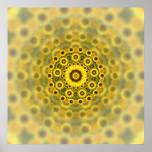 Hippy Sunflower Fractal Mandala Pattern Posters