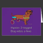 Hipster 2-legged Dog Note Card cards