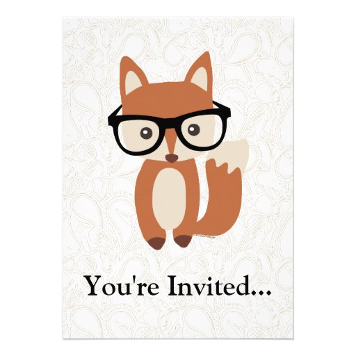Hipster Baby Fox w/Glasses Custom Invitations