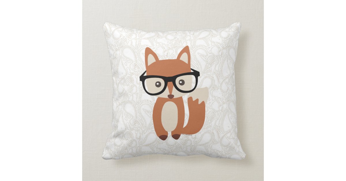 Hipster Baby Fox w/Glasses Throw Pillow Zazzle