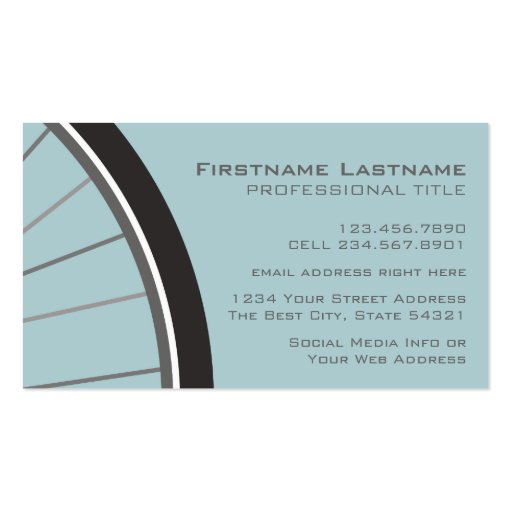 Hipster Bicycle Wheel with Custom Name Business Card Templates (back side)