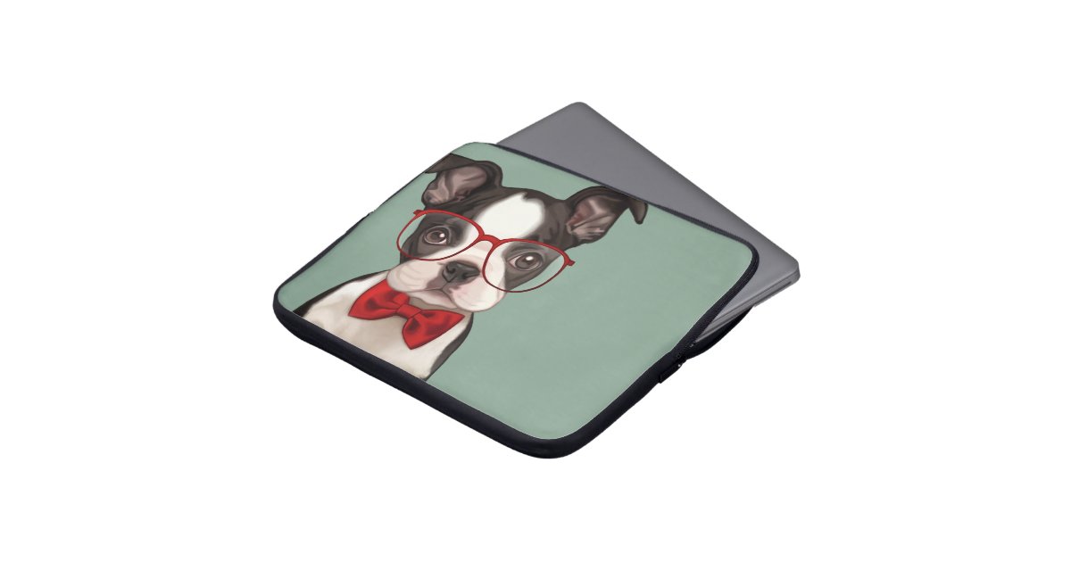 Hipster Boston Terrier Laptop Sleeve Zazzle