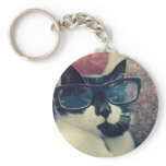 Hipster Cat Keychain