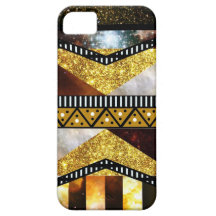 Hipster Chic Golden Glitter Galaxy Aztec iPhone 5 Cases
