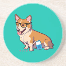 Hipster Corgi Coaster (without text)