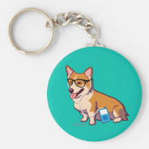 Hipster Corgi Keychain