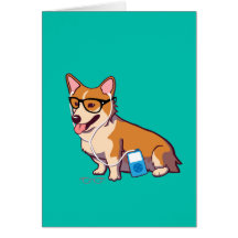 Hipster Corgi Note Card