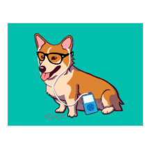 Hipster Corgi Postcard