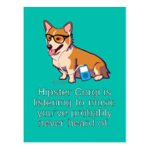 Hipster Corgi Postcard