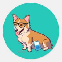 Hipster Corgi Stickers