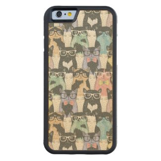 Hipster Cute Cats Pattern Carved® Maple iPhone 6 Bumper Case
