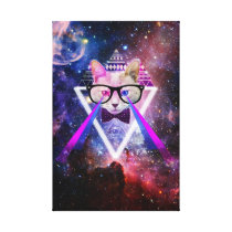 cat, space, hipster, cool, geek, geometric, funny, nerd, hip, canvas print, glasses, universe, kitty, geeky, nebula, eye of providence, hipster cat, spacy kitty, lasers, kitten, tribal, triangle, pattern, aztec, providence, fun, animal, canvas, print, [[missing key: type_wrappedcanva]] with custom graphic design