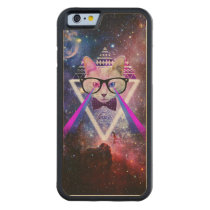 cat, space, hipster, cool, geek, geometric, funny, nerd, boho, wood iphone 6 case, glasses, universe, kitty, hip, geeky, nebula, eye of providence, hipster cat, spacy kitty, lasers, kitten, tribal, triangle, pattern, aztec, providence, fun, animal, carved iphone 6 bumper wood, [[missing key: type_carved_cas]] med brugerdefineret grafisk design