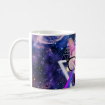 cat, space, hipster, cool, geek, geometric, funny, nerd, hip, kitty, glasses, universe, geeky, nebula, eye of providence, hipster cat, spacy kitty, lasers, kitten, tribal, triangle, pattern, aztec, providence, fun, animal, mug, Caneca com design gráfico personalizado