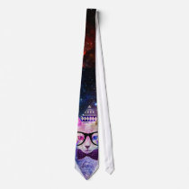 cat, space, hipster, cool, geek, geometric, funny, nerd, boho, hipster tie, glasses, universe, kitty, hip, geeky, nebula, eye of providence, hipster cat, spacy kitty, lasers, kitten, tribal, triangle, pattern, aztec, providence, fun, animal, tie, Slips med brugerdefineret grafisk design