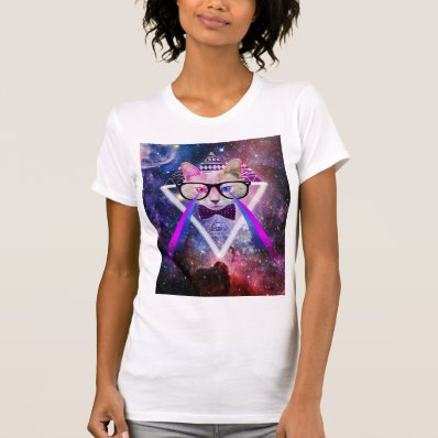 Hipster galaxy cat tee shirts