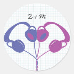 Hipster Headphones Indigo/Purple Favor Sticker stickers