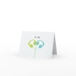 Hipster Headphones (Lime/Sky) Wedding Thank You cards