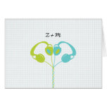 Hipster Headphones (Lime/Sky) Wedding Thank You Cards