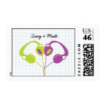 Hipster Headphones (Purple/Lime) Save the Date stamps