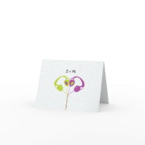 Hipster Headphones (Purple/Lime) Wedding Thank You Card