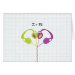 Hipster Headphones (Purple/Lime) Wedding Thank You cards