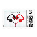 Hipster Headphones (Red/Black) Save the Date stamps