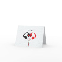 Hipster Headphones (Red/Black) Wedding Thank You Card