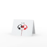 Hipster Headphones (Red/Black) Wedding Thank You cards