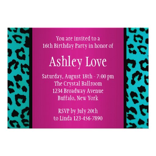 Hipster Leopard Sweet Sixteen Invitations