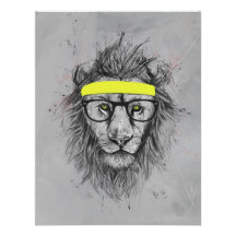 Hipster lion custom invitations