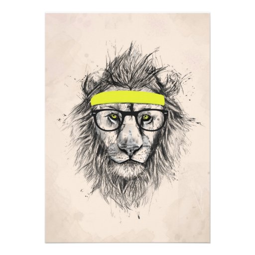 Hipster lion (light background) cards