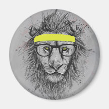 Hipster lion magnets