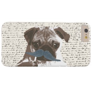 Hipster Mustache Pug Handscript Background Barely There iPhone 6 Plus Case