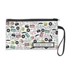 Hipster Print Personalized Wristlet