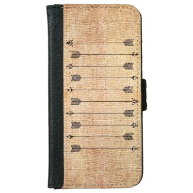 Hipster rustic linen arrows wallet phone case for iPhone 6/6S